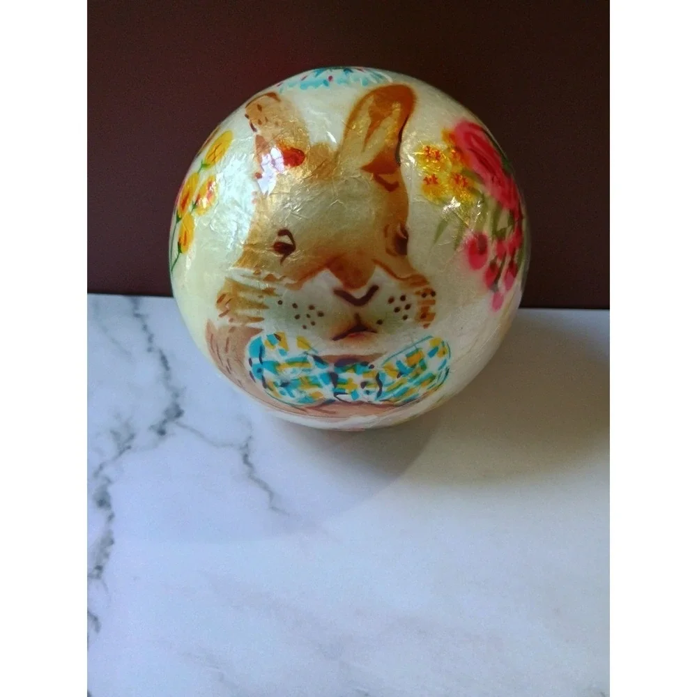 Pier 1 Imports Capiz Easter Bunny Decorative‎ Sphere Round Bunny Bow Tie